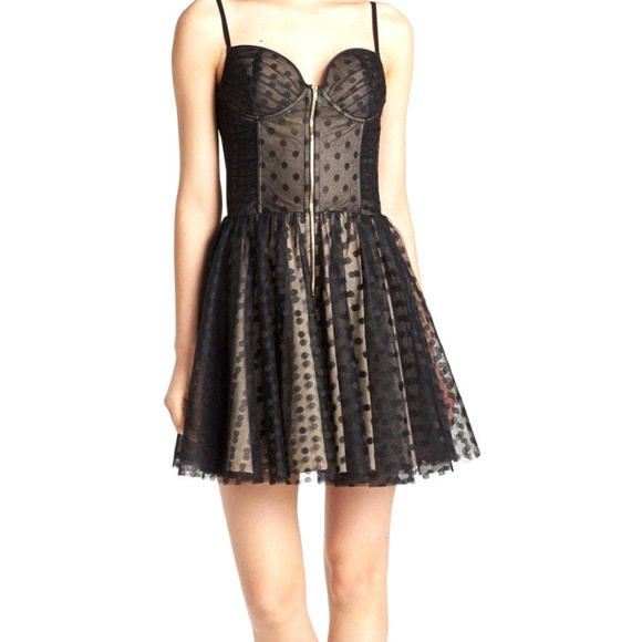 POLKA DOT TULLE MESH LAYER DRESS Corset Zip FRoNT - Picture 4 of 6